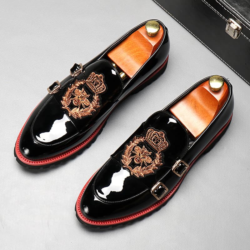 Versão coreana couro envernizado sapatos de couro brilhante masculino Overfoot ervilhas preguiçosas sapatos masculinos c