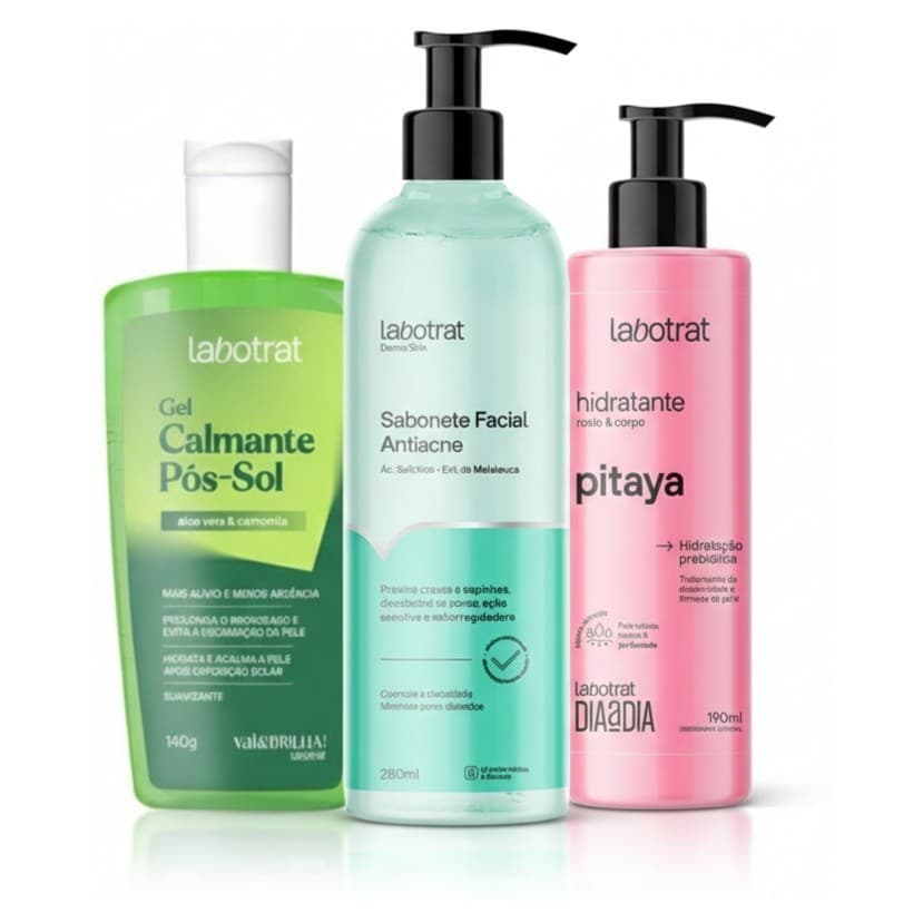 Kit Pele Macia e Luminosa cuidados Pós-Sol gel, sabonete e hidratante