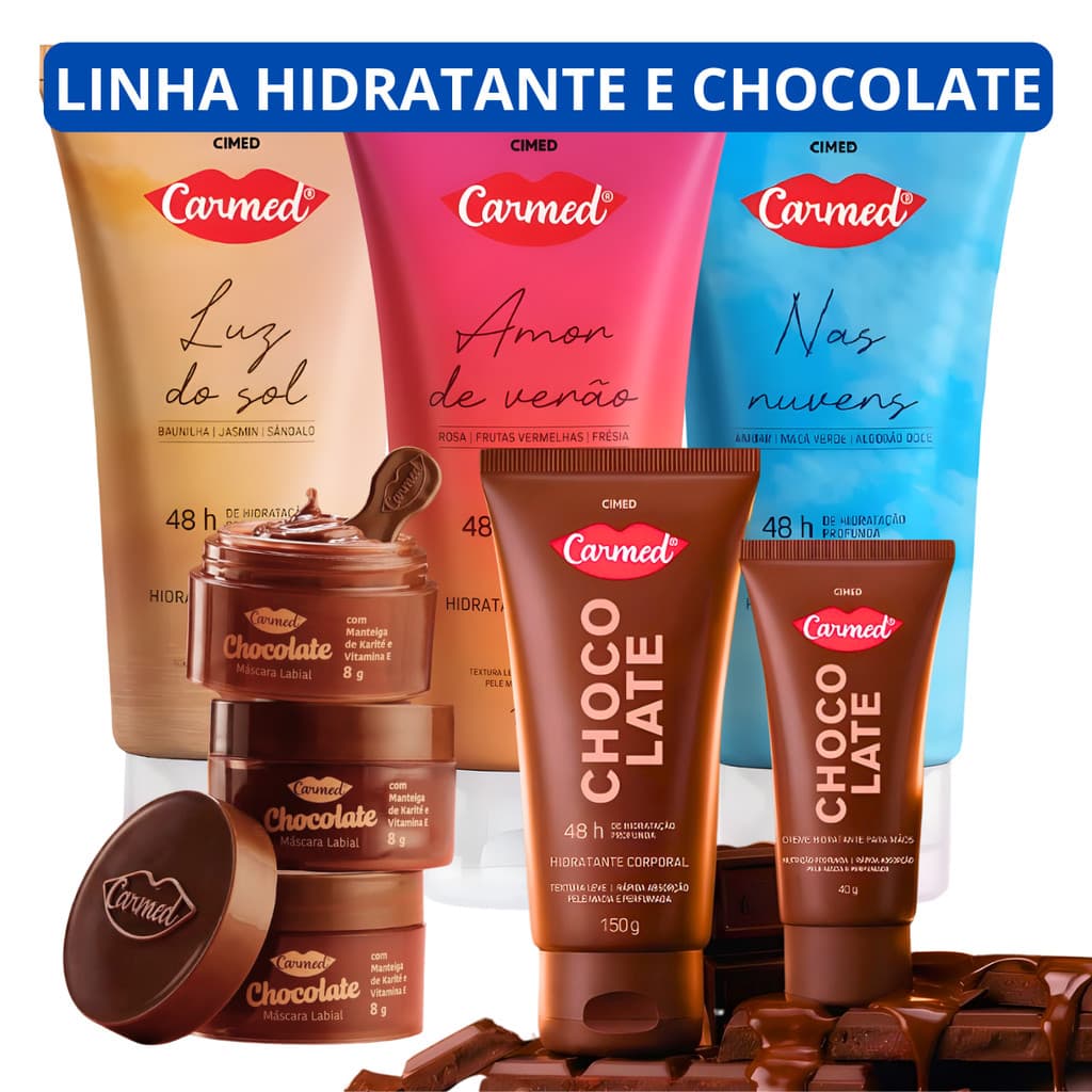 Hidratante Corporal e Mãos, Máscara Chocolate, Amor de Verão, Luz do Sol e Nas Nuvens, 40g, 150g