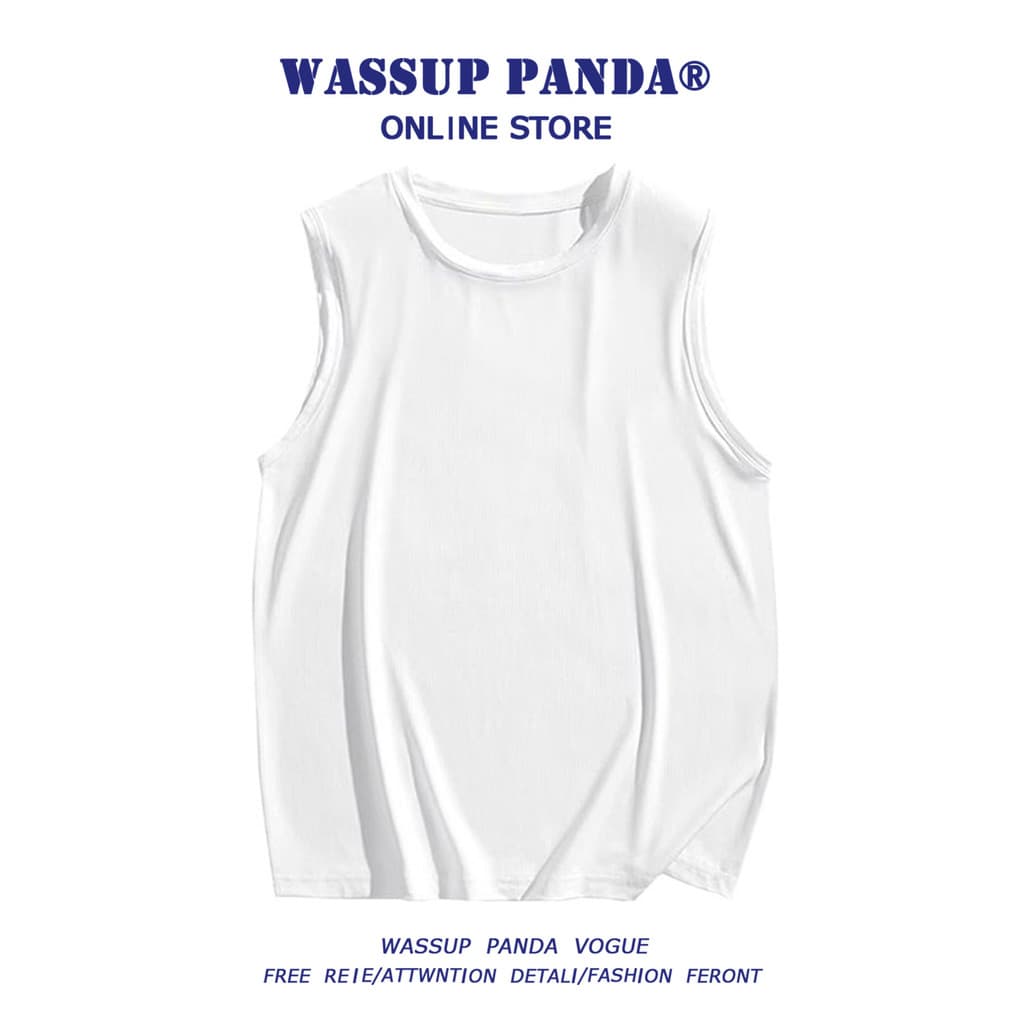 WASSUP PANDA Verão Ice Silk Colete Esportivo de Secagem Rápida Masculino Básico Cor Sólida Fitness Basquete Camiseta Sem