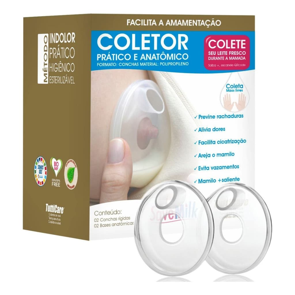 Kit 2 Coletor Leite Materno Concha Amamentação Mãos Livres Peito Portátil Par Coletores Manual