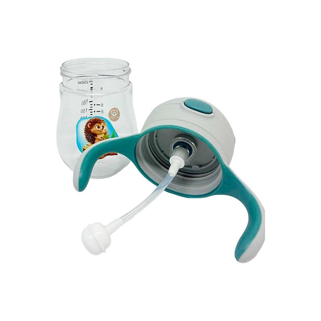 Copo Treinamento Porco Espinho 300ML Com Alça Azul Rosa
