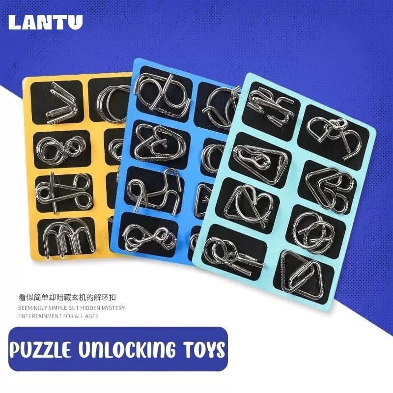 Desbloqueio Educacional Fivela de Anel de Metal de Brinquedo Conjunto de 8 peças para o Desenvolvimento Intelectual Infa