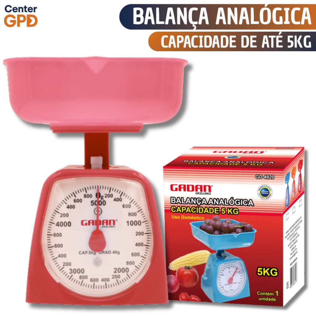Balança Analógica De Cozinha 5Kg Retro Ponteiro Bandeja Removivel Cores Sortidas