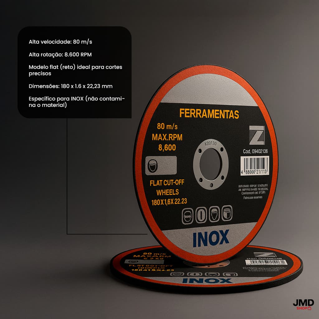 Disco de Corte 180mm Flat para Cortes em Inox e Metais Kit 1 5 10