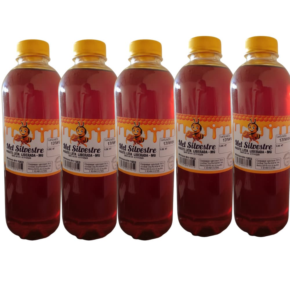 Kit 5 Unidades Mel Garrafa  Plástico Abelha Silvestre 1,3kg Envio Imediato
