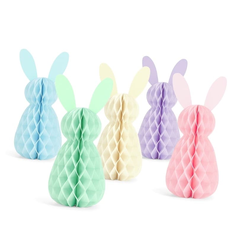 Ornamento De Favo De Mel De Papel Dobrável , 5 Peças , Decorações Lebre De Páscoa Para Exibição De Peitoril De Janela De