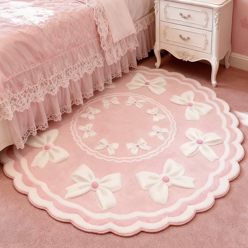 Desenhos animados Bowknot imitação de caxemira tapete decorativo quarto resistente ao desgaste legal cobertor de cabecei