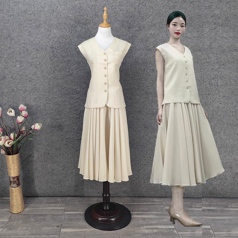 Estilo literário terno vestido saia grande balanço 2025 novo estilo diário estudante passeio vestido simples elegante fo