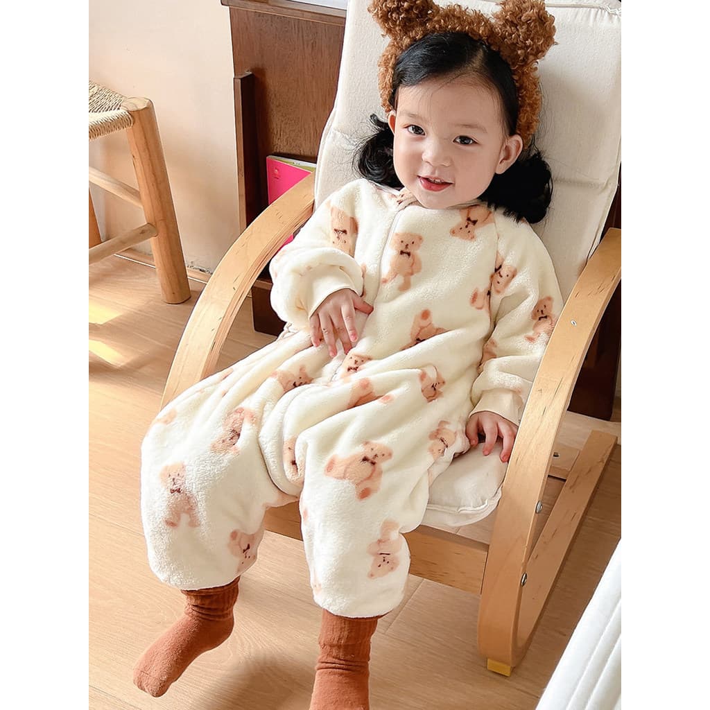 Saco de dormir do bebê Coral velo outono inverno bebê flanela quente Kick-proof colcha Split-leg meninos meninas urso pi
