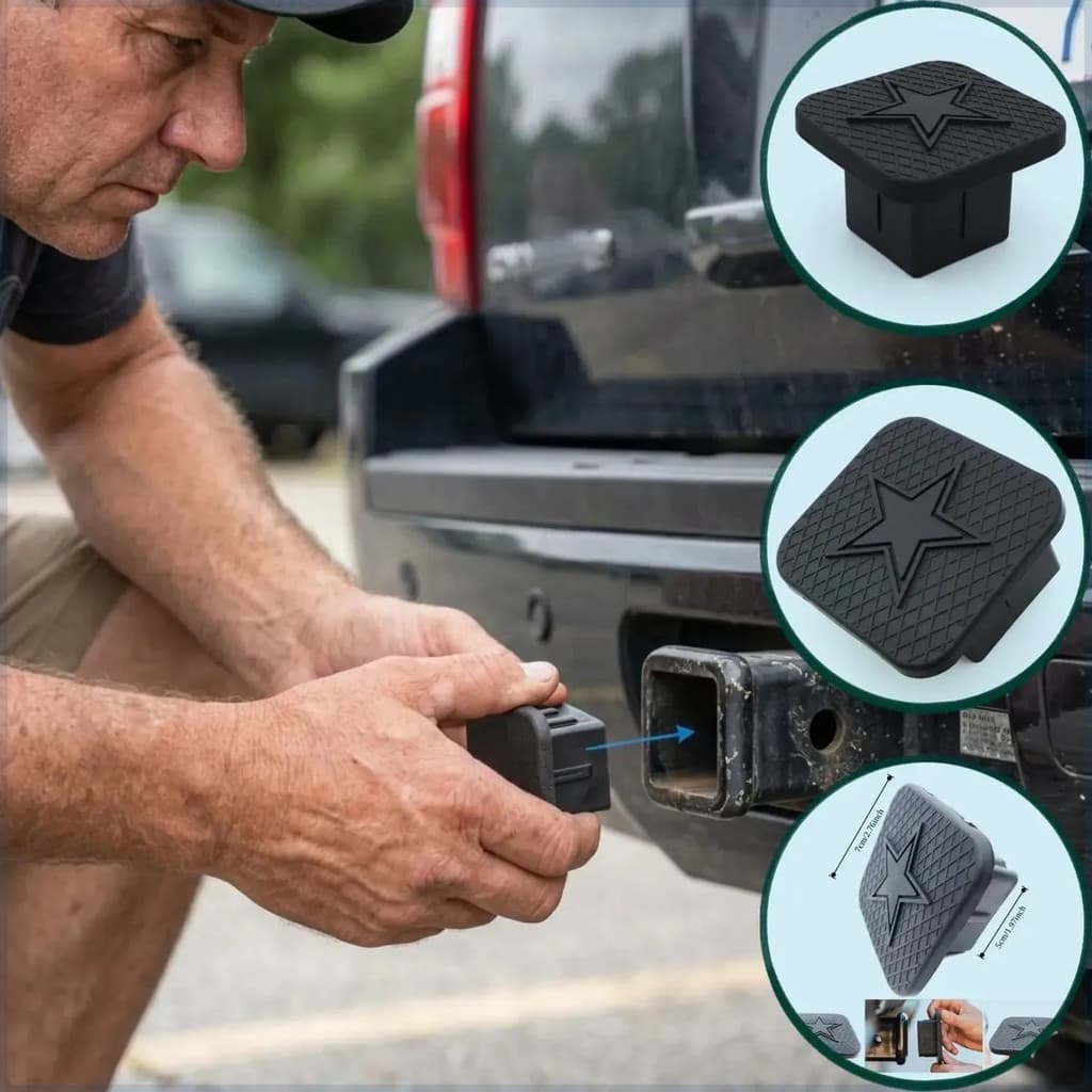 Tampa Engate Reboque Borracha Premium 5x5cm Universal Proteção Gancho Reboque Traseiro Automotivo