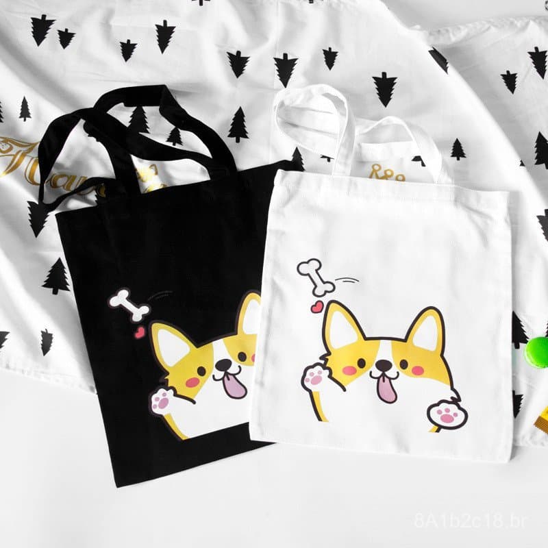 Bolsa de mão/ombro coreana, elegante, minimalista, artística e simples, com zíper, estampa de desenho animado, versátil