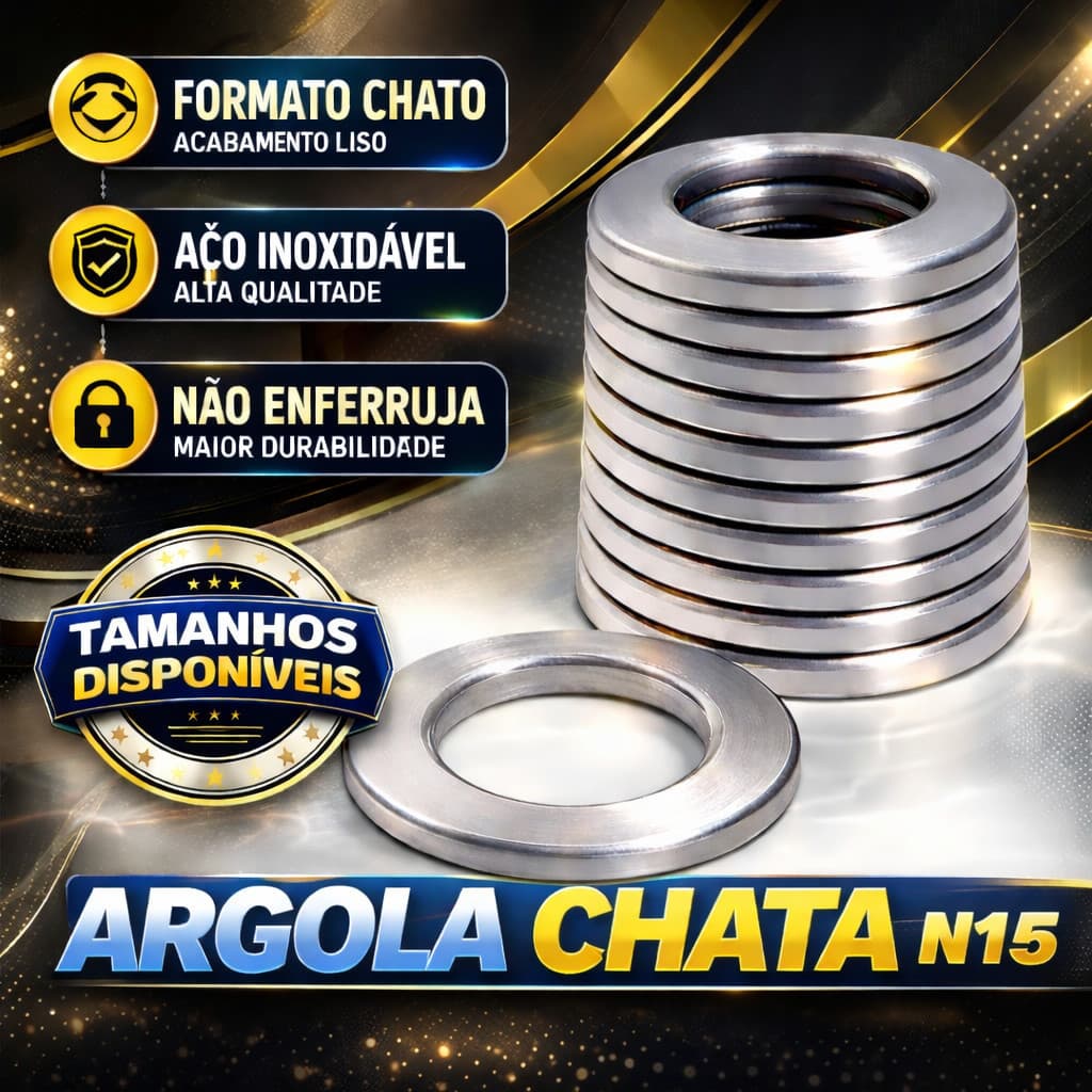Argola Tamanho N°15 Chata Aço Inoxidavél Kit 10 Unidades