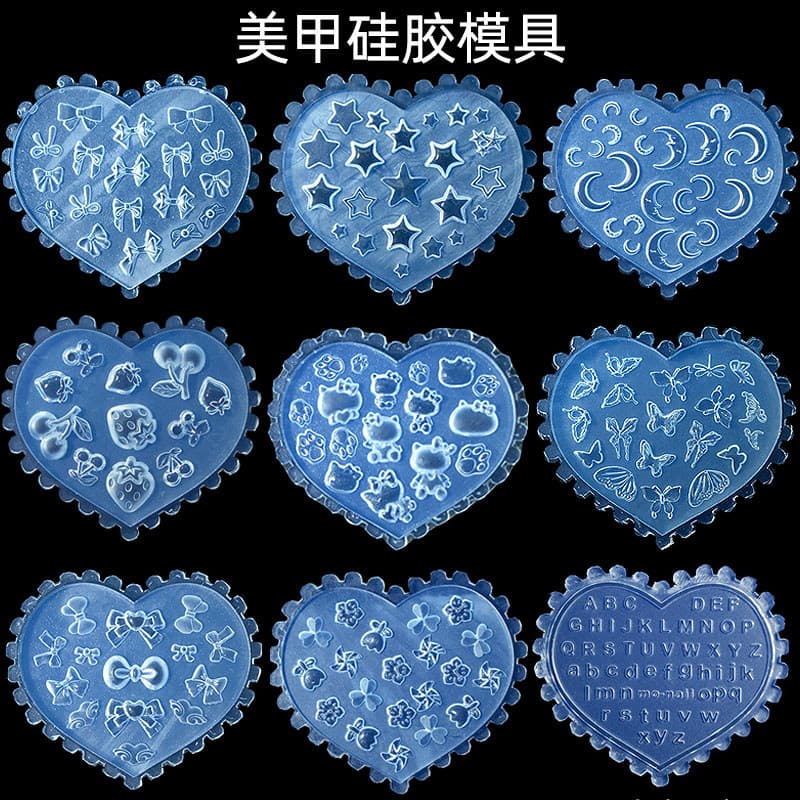 Molde de Silicone para Manicure, arco, borboleta, cereja, morango, hellokitty, gato, KT, gato, estrela de cinco pontas,