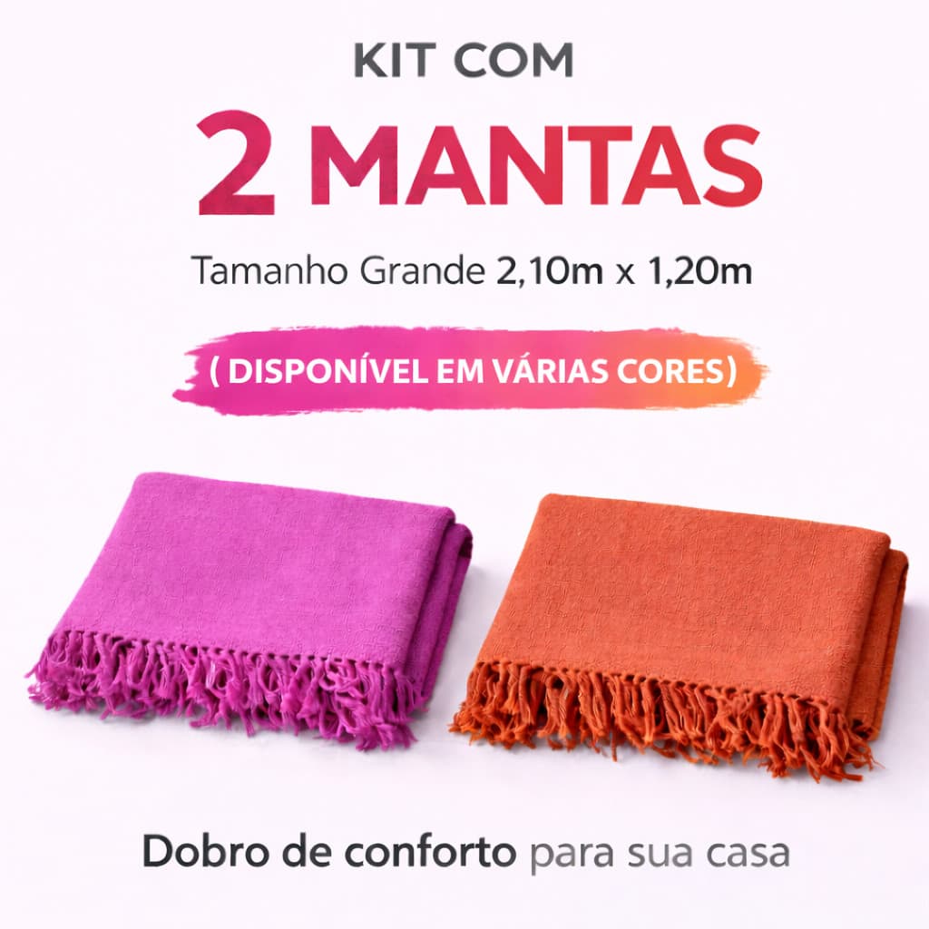 Kit 2 Mantas Para Sofá  210x120 Decorativas 100% Algodão Casa Elegante Capa Protetora