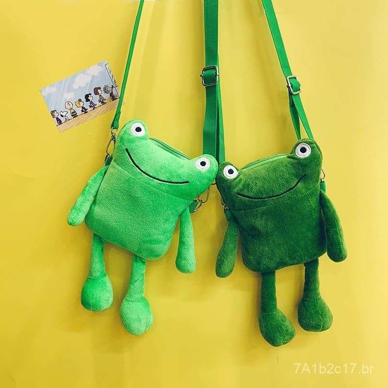 Nova Bolsa Transversal de Pelúcia em Forma de Sapo Engraçado, Versão Coreana 2023, Bolsa de Ombro de Brinquedo Fofo