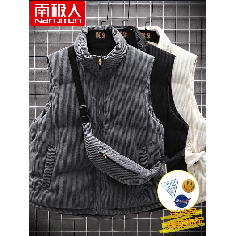 Woodpecker veludo colete masculino outono inverno novo estilo gola colete roupas na moda colete de algodão masculino