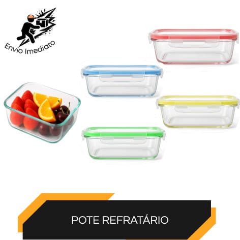 Pote de Vidro Refratário 1040ml com Tampa Hermética  Freezer e Micro-ondas