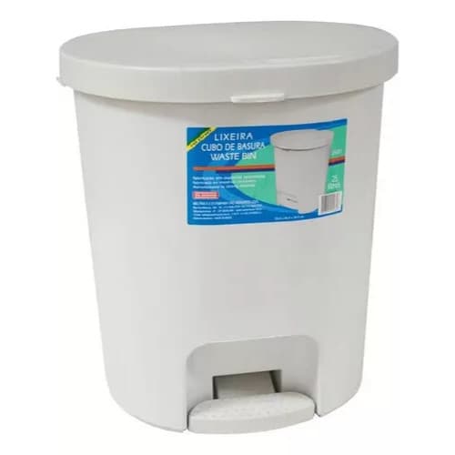 Lixeira Branca São Bernardo 25LT com Pedal Plástico Resistente Qualquer Ambiente Imperdível SB