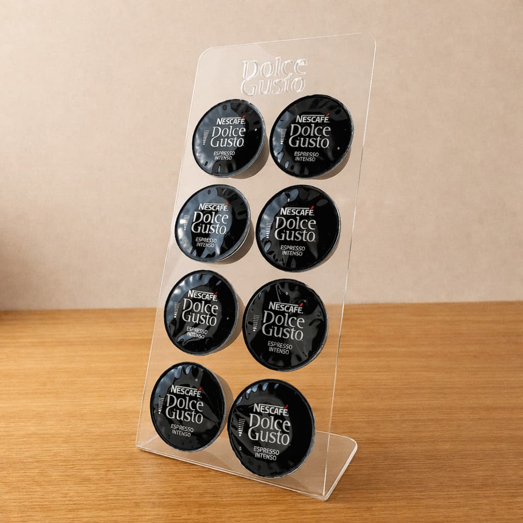 Porta Cápsulas Suporte de Acrílico Organizador  8 Cápsulas Dolce Gusto e Três Corações
