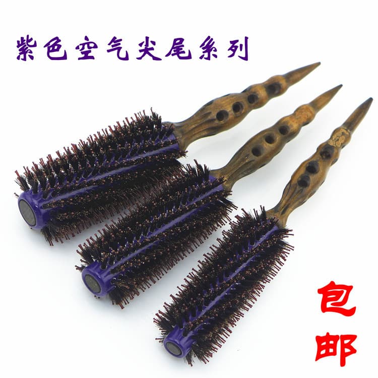 Roxo ar profissional cabeleireiro rolo pente tubo de alumínio interior exterior aquecimento Curling pente cerdas alta re