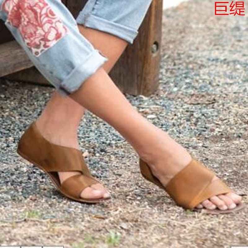 2020 tamanho grande pronto estoque primavera verão novo estilo Retro sandálias femininas planas