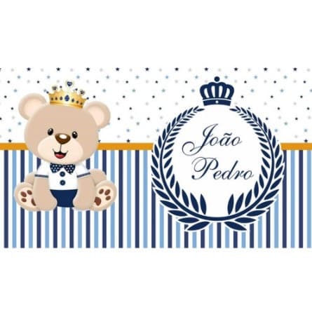 Faixas Adesivas Ursinho Príncipe Listrado + Nome Personalizado - Quarto Bebe - Enxoval - Infantil - Baby