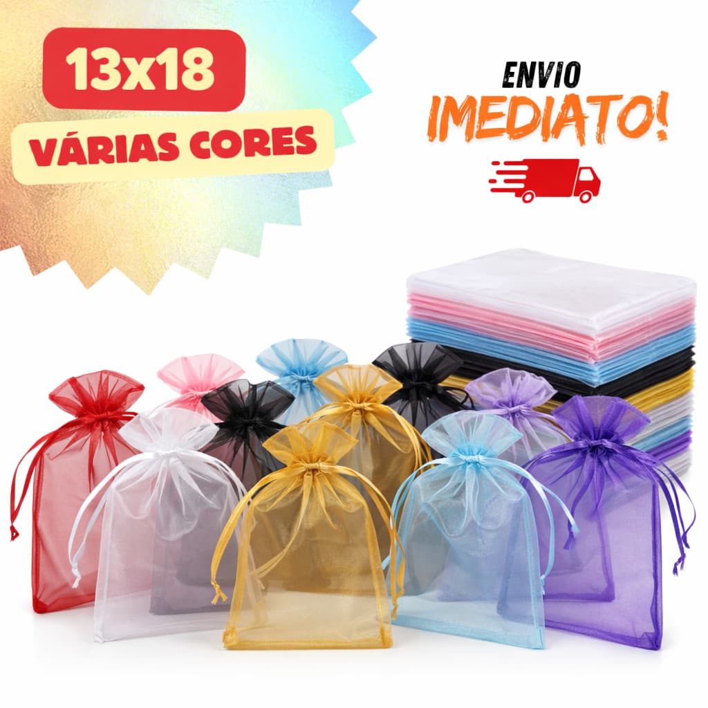 Kit 10/25/50/100 Saquinho Organza 13x18 Saco Para Lembrancinhas Decoração Presente Festa Casamento