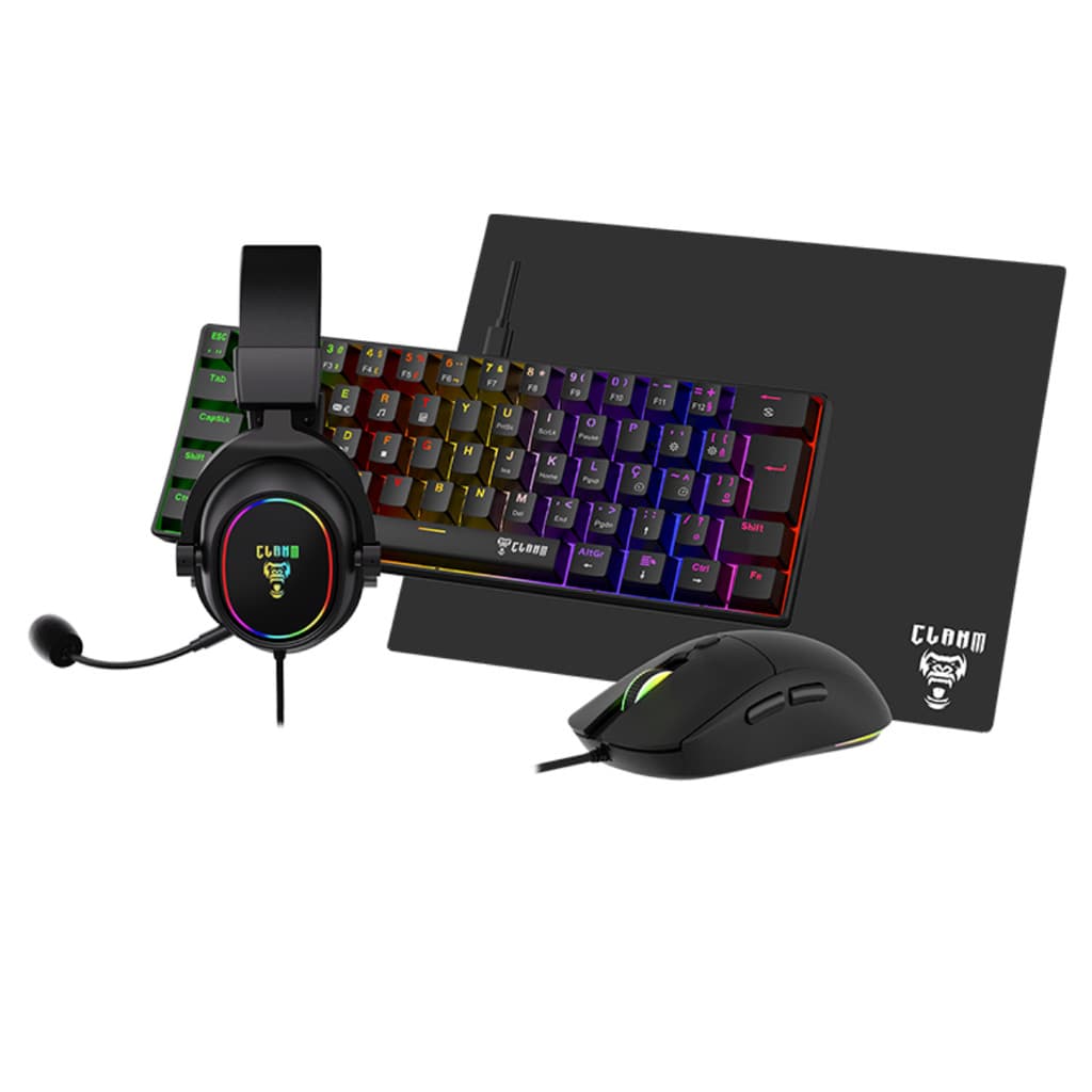 Combo Gamer Rgb Darkline Mouse Teclado Headset Mouse Pad Clanm