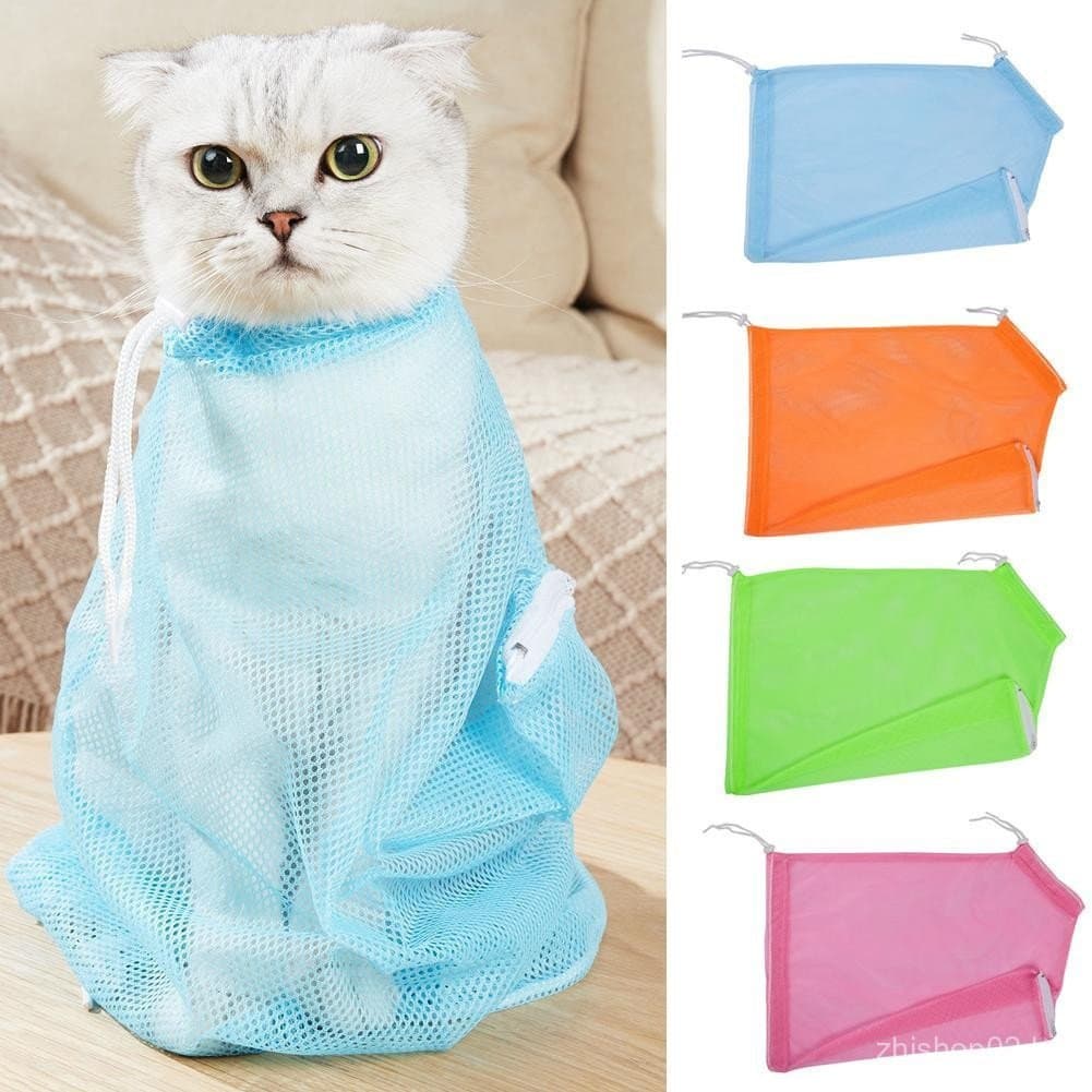 bolsa de higiene gato rede banho contenção ajustável anti mordida antirrisco ✨