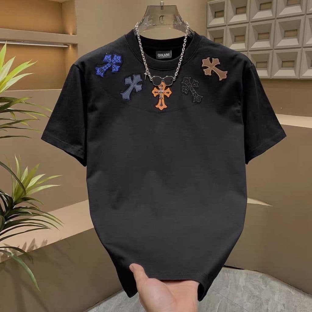 Marca Na Moda Personalizado Cruz Camiseta De Manga Curta Para Homens E Mulheres 2026 Verão casual Versátil Respirável To