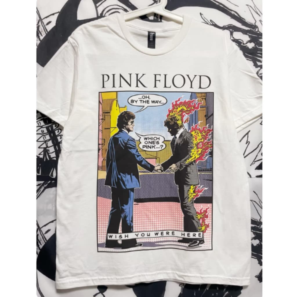 Camiseta Masculina Retrô De Algodão Puro Com Estampa Em Estilo Cartoon Da Música "Wish You Were Here" Do Pink Floyd