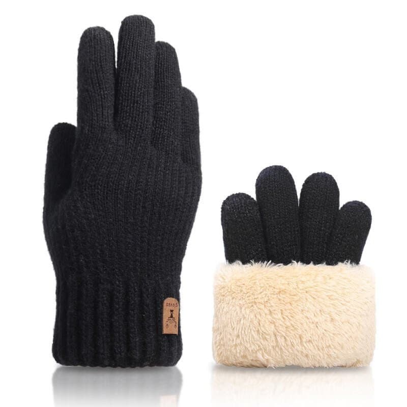 Luvas Masculinas De Inverno Com Tela Sensível Ao Toque De Camada Dupla , Quentes E Frias , Acolchoadas , De Malha De Lã