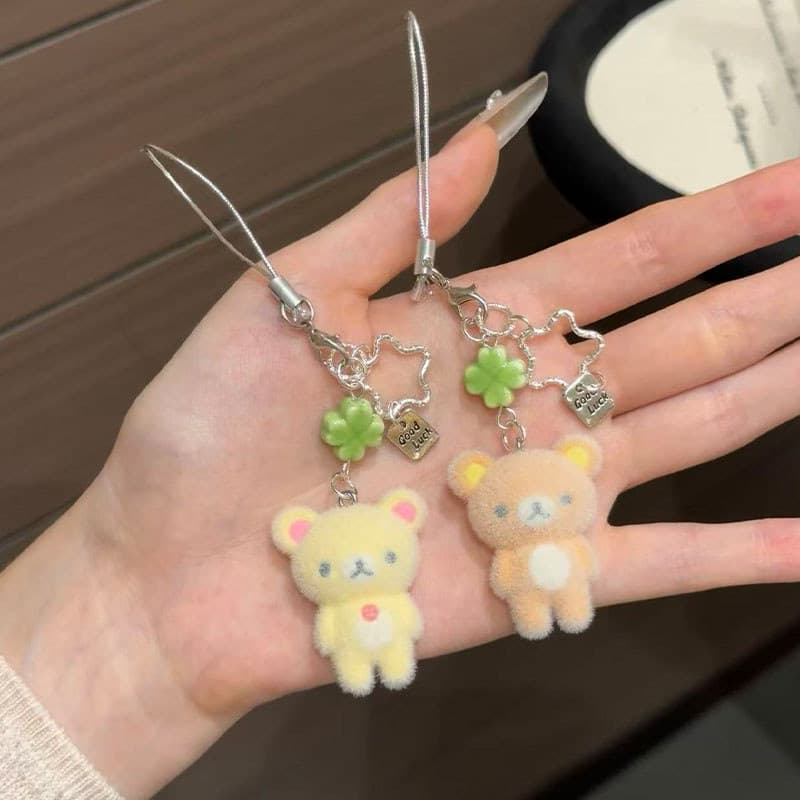 Pingente Flocado Bonito Dos Desenhos Animados Rilakkuma Chaveiro Corrente Do Telefone Móvel Mochila Acessórios