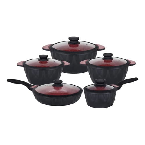 Conjunto De 5 Panelas Cerâmica Antiaderente Floral Preto