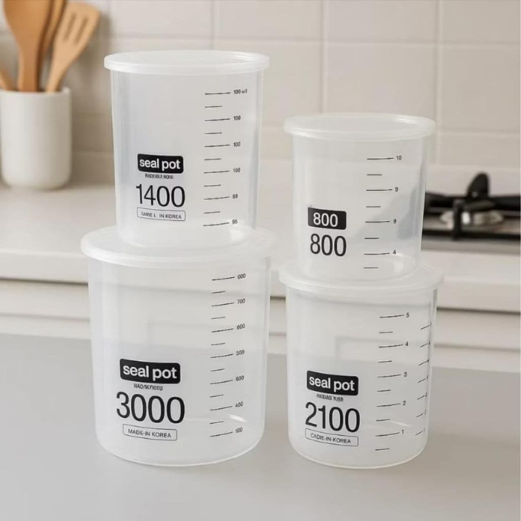 Kit Potes Herméticos Plástico Multiuso 4 peças Espaço Armazenamento Potes Grandes Cozinha