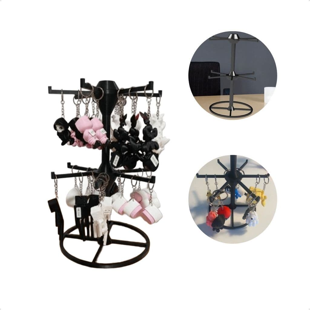 Organizador Rotativo De Balcão Para Chaveiros e Pequenos Itens Display De Varejo Com Base Estável e Design Moderno