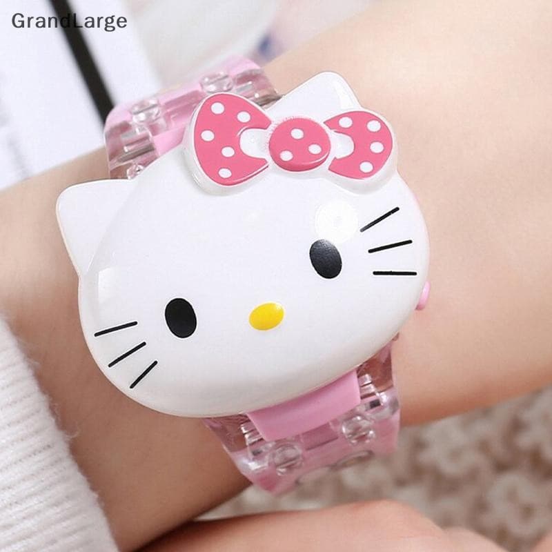 [GrandLarge] Kawaii Sanrio Kuromi Relógio Hello Kitty Música De Desenho Animado Eletrônico Luminoso De Pulso Infantil My