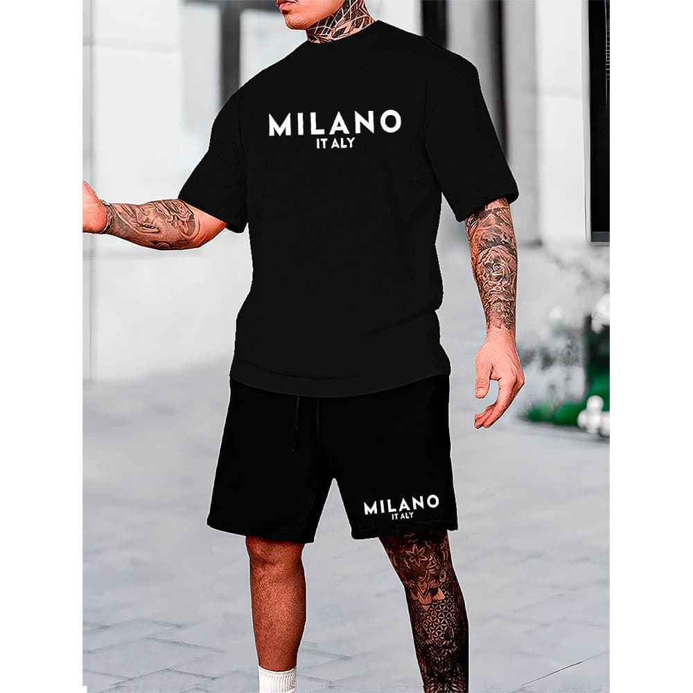 Conjunto Camisa E Shorts Tactel Milano Itália Kit Masculino