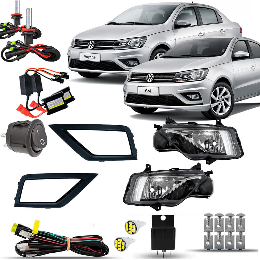Kit Farol De Milha Neblina Auxiliar Cibie Farolete Completo Gol Voyage G8 2019 20 21 22 23 24 Xenon 8000K