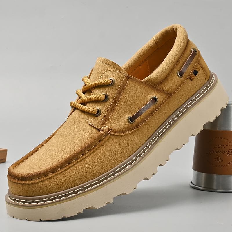 2025 novo estilo Retro grande dedo do pé sapatos de couro de sola grossa sapatos casuais masculinos americanos britânico