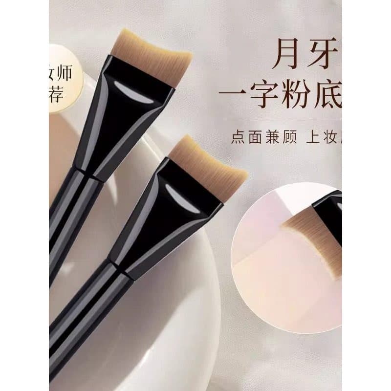 Crescent fundação escova curvada cabeça plana Ultra-fino pincel de maquiagem sem pó Traceless líquido fundação escova Fi