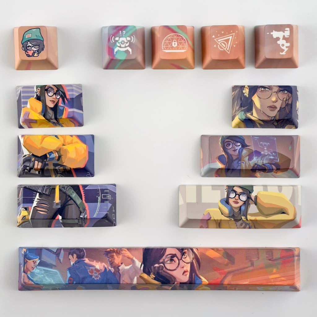 MAIMOOO Killjoy‌ Keycap Cereja Perfil 12 Pçs PBT Sublimação De Tinta Mecânica Keycaps Wooting Anime Gaming Reyna Sage Je