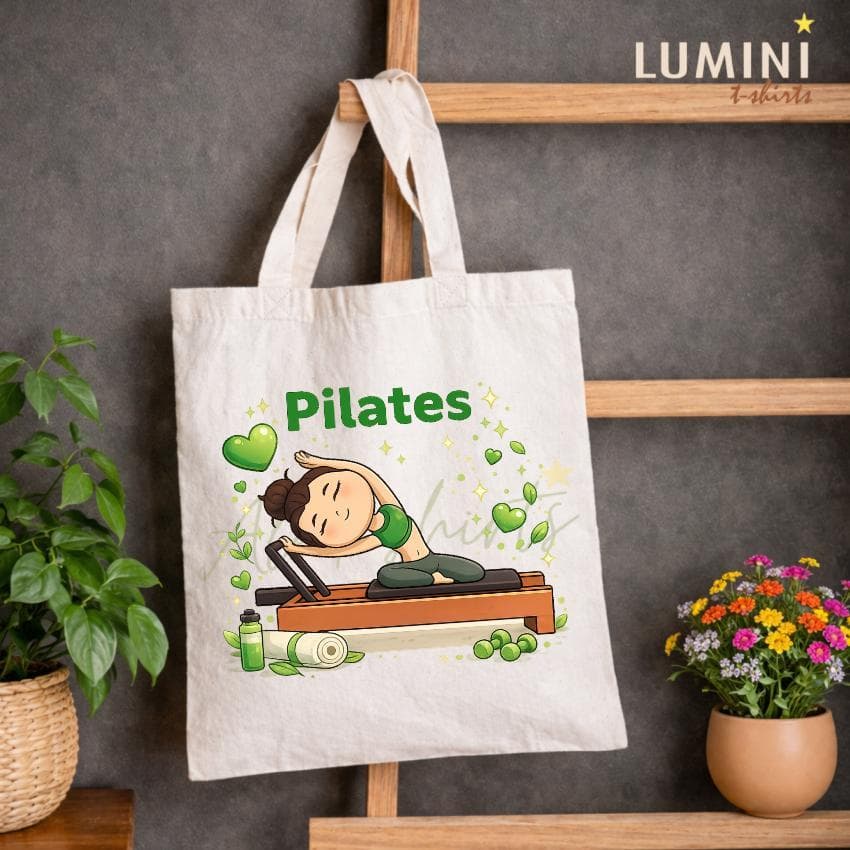 Bolsa ECOBAG sacola PILATES detalhes verdes Unissex ecobag academia treino dia a dia bolsa leve dobrável Casual Verão
