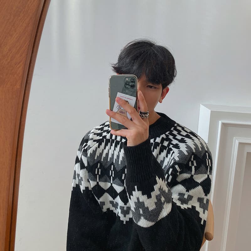 MRCYC outono inverno engrossado estilo étnico Retro malhas estilo coreano na moda em torno do pescoço solto camisola cas