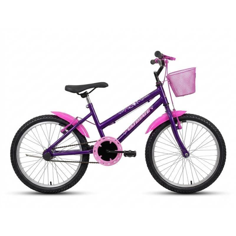 Bicicleta Infantil Aro 20 Feminina com Cestinha e Paralamas Violeta Ultimate