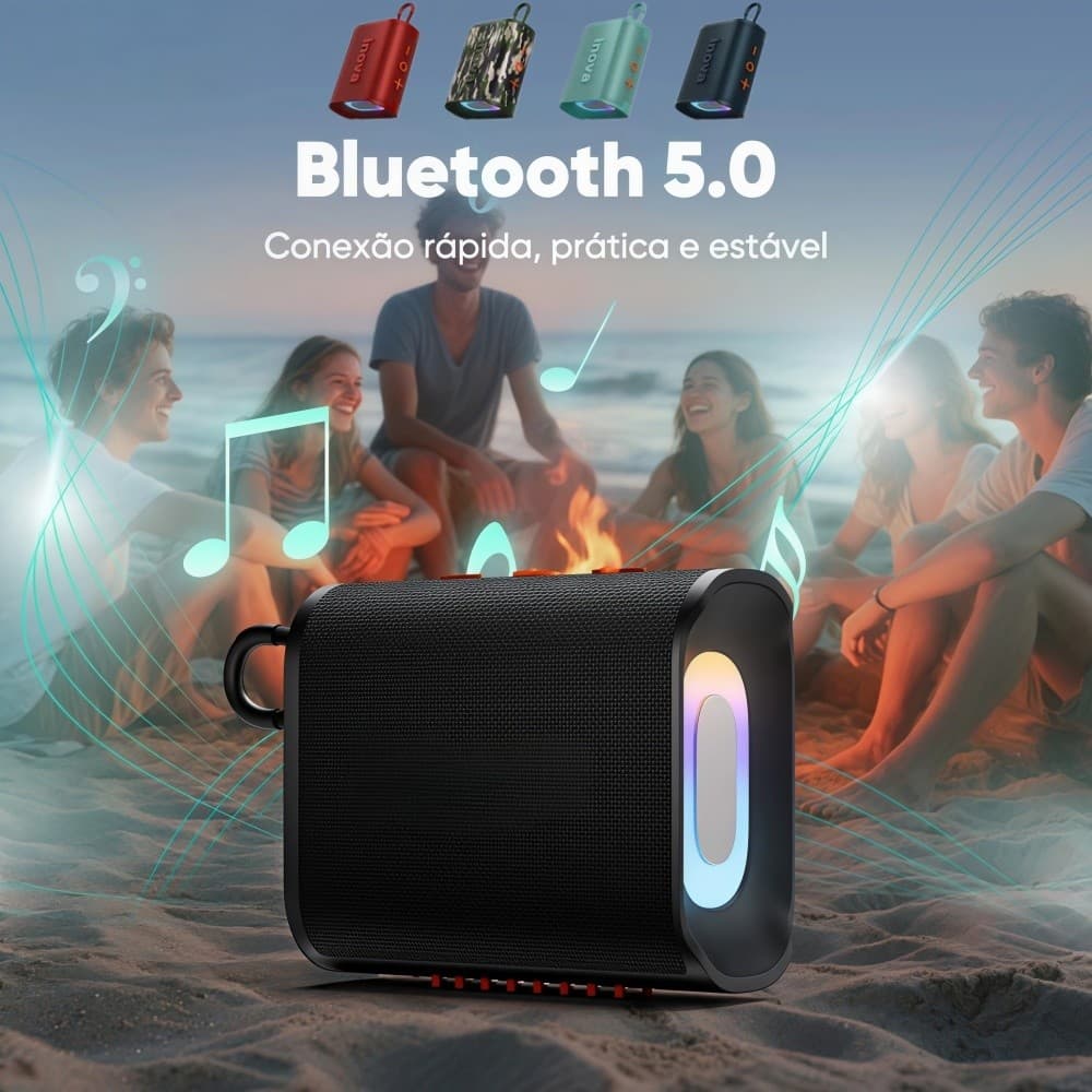 Caixa de Som Bluetooth Portátil Go 4 Pro À Prova d'Água, Som de Qualidade e Longa Duração para Praia e Aventuras
