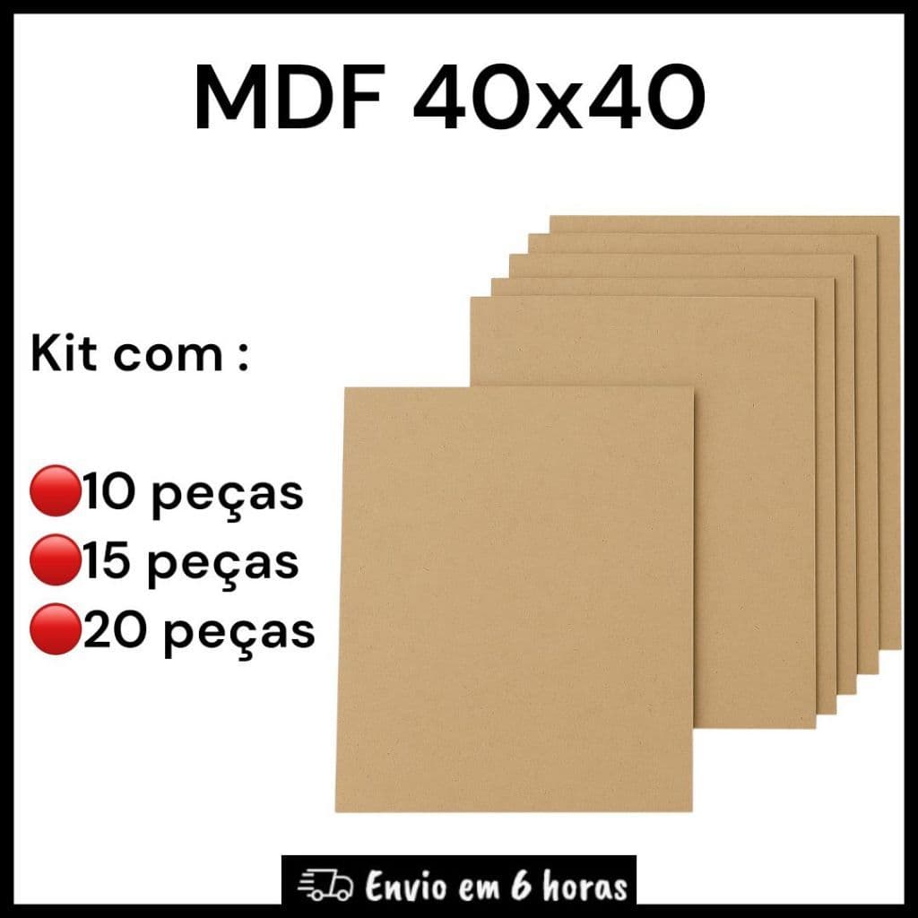 Placa Mdf Cru 40x40 pinus Chapas 2,5mm Kit para Artesanato Quadros Decorativos