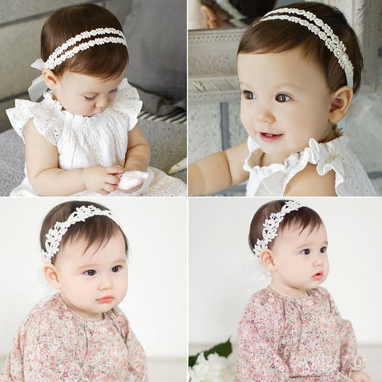 Best-seller coreano: Tiara de algodão branco com renda e folhas, estilo princesa para bebês, acessório de cabelo infanti