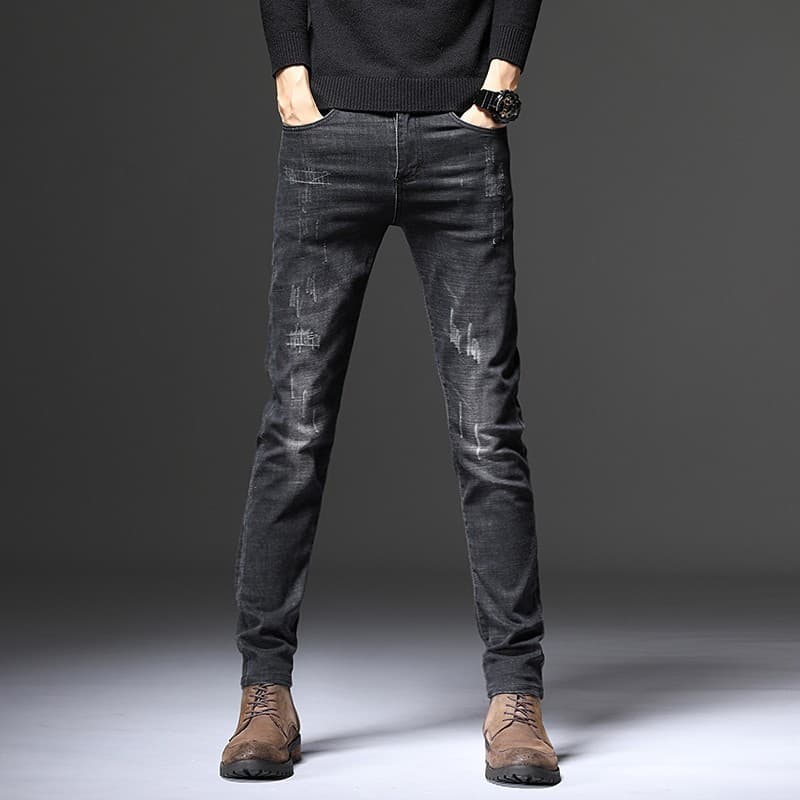 Novos Jeans masculinos Slim-fit calças de perna reta 2026 verão estilo fino Street Wear preto estiramento lavagem Casual